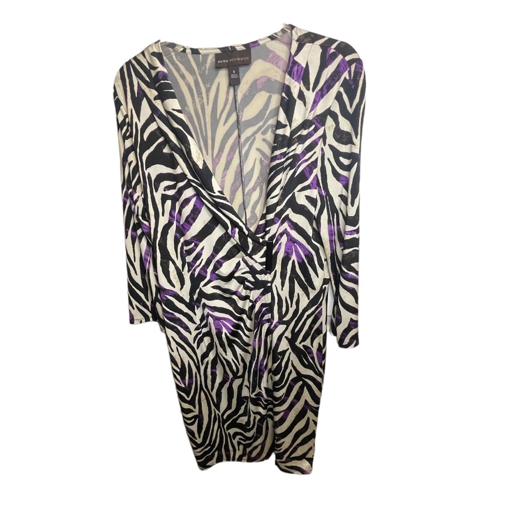Dana Buchman City Sleek Purple Zebra Print Relaxed Dress NWT